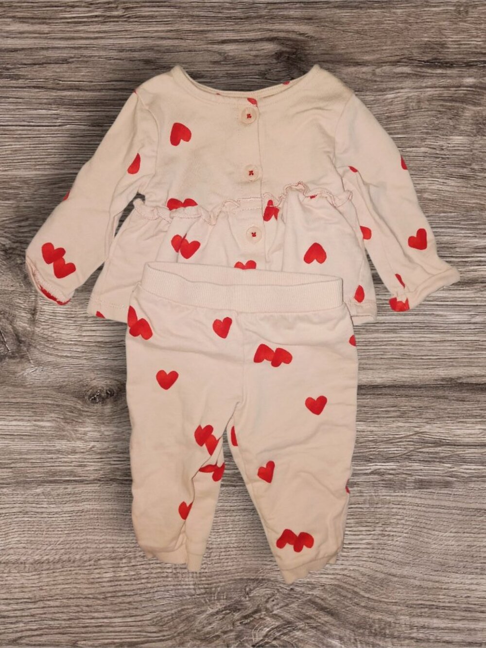 Carter's Baby Girl 6 Months Heart Print 2 Piece Outfit Set Pink Red Hearts